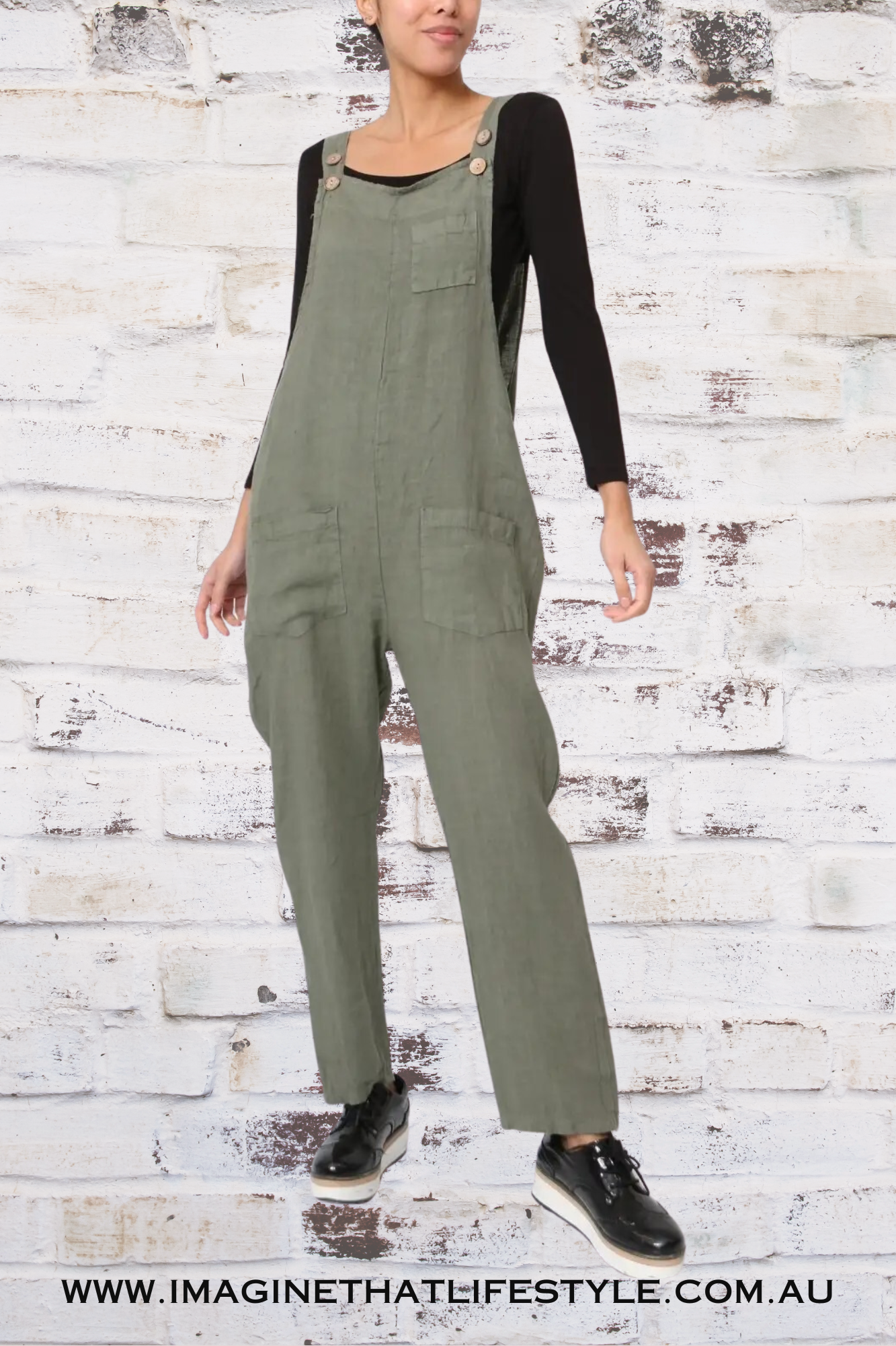 'Cara' Linen Jumpsuit - Khaki