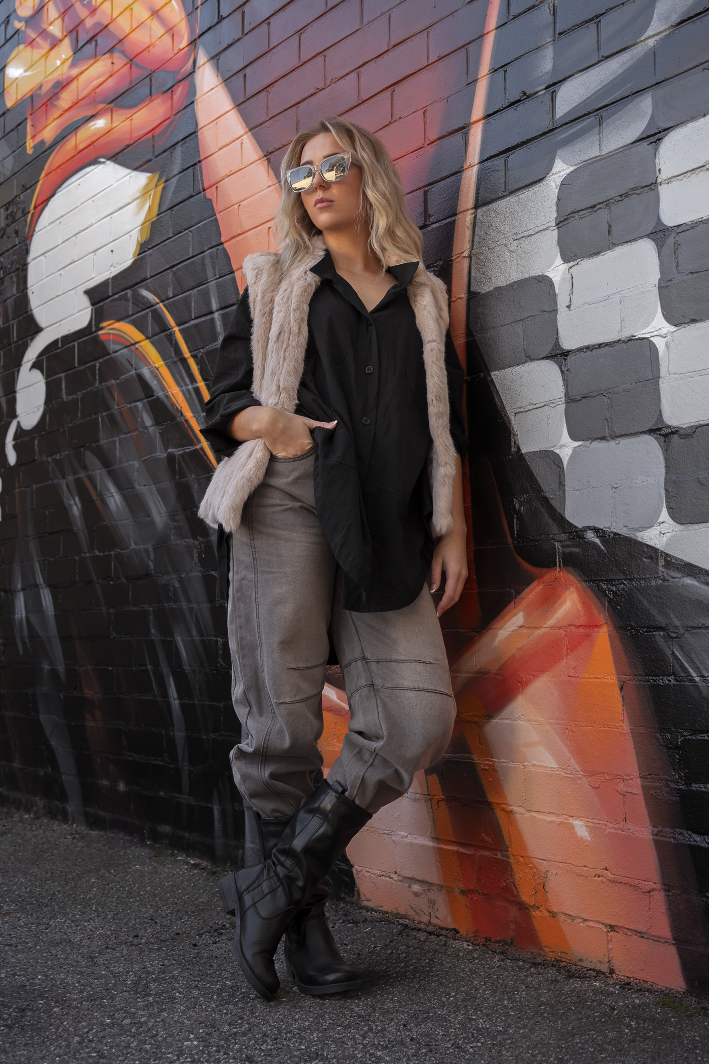 'Paris' Genuine Fur Vest - Soft Blush