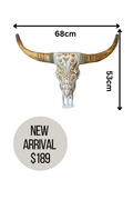 Hand Carved Wood Buffalo Skull Wall Hanging - Large