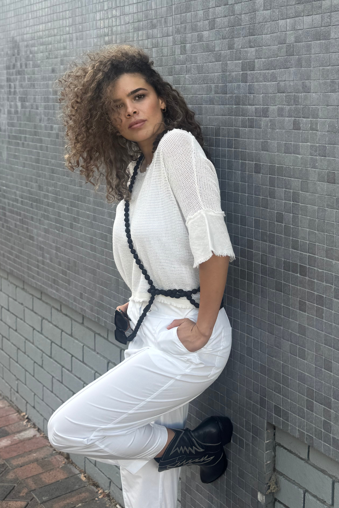 'Isla' Zip Mesh Top
