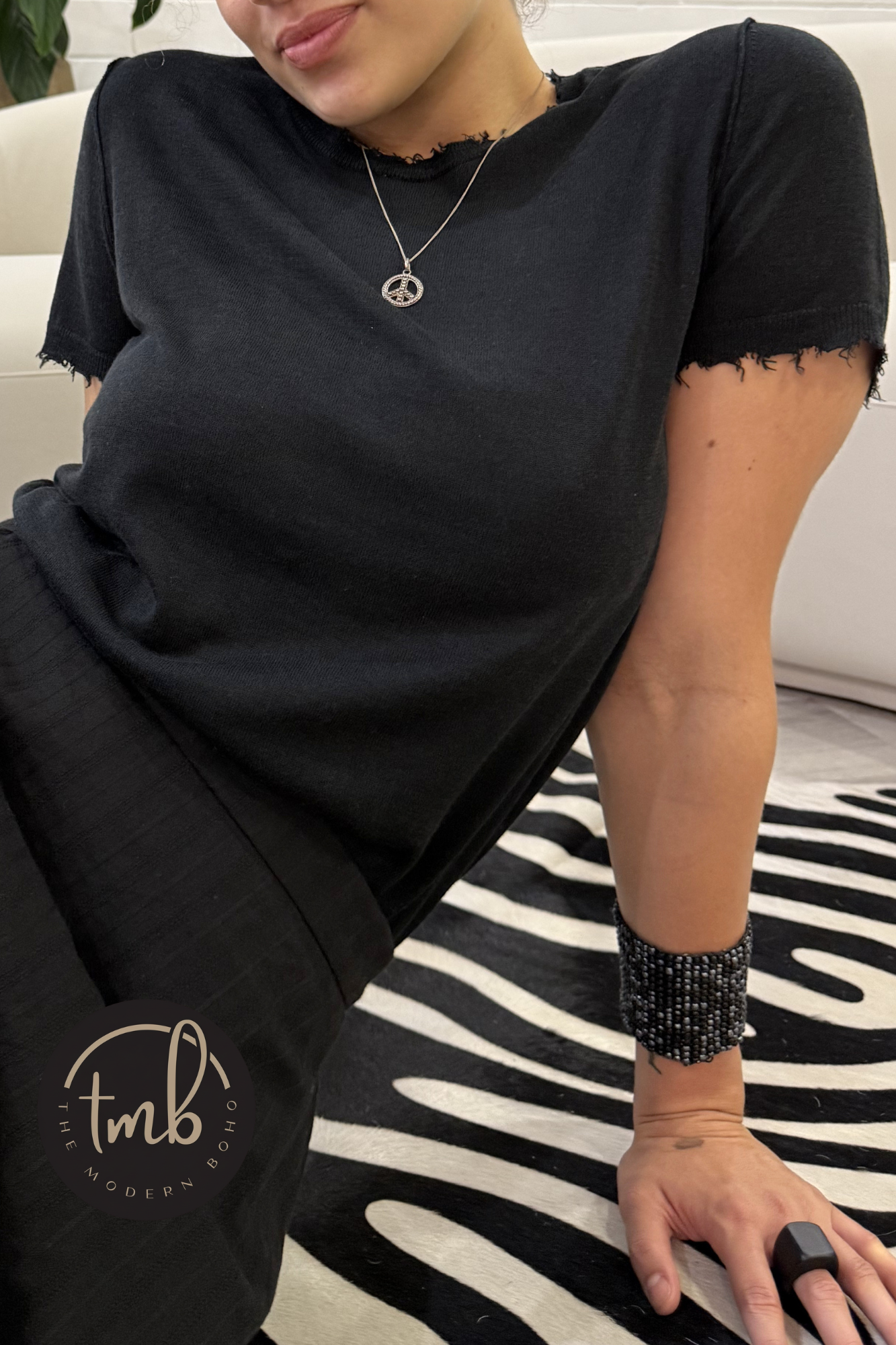 'Bridgette' Mongolian Short Sleeve - Cashmere Silk Knit