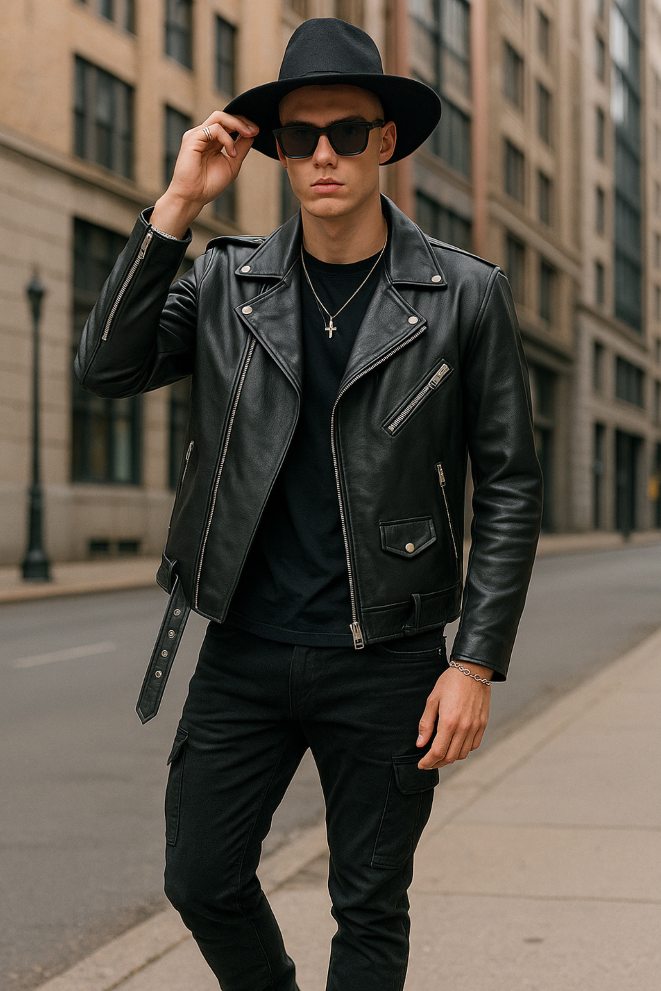 'Brando' Gents Biker Leather Jacket