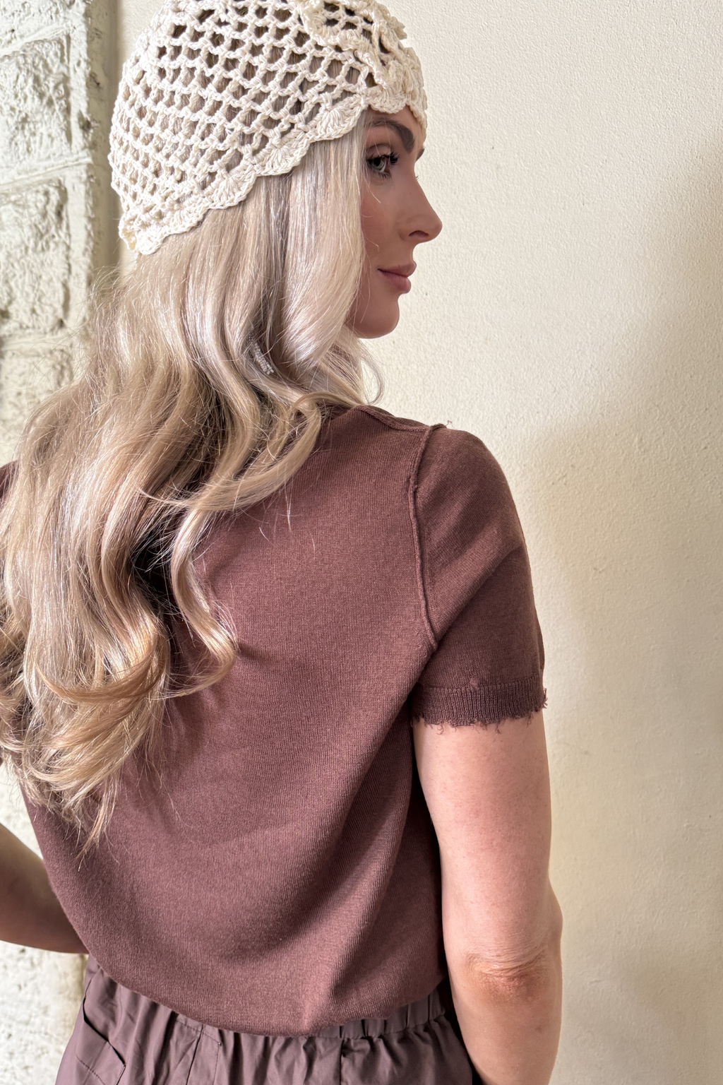 'Bridgette' Mongolian Short Sleeve - Cashmere Silk Knit