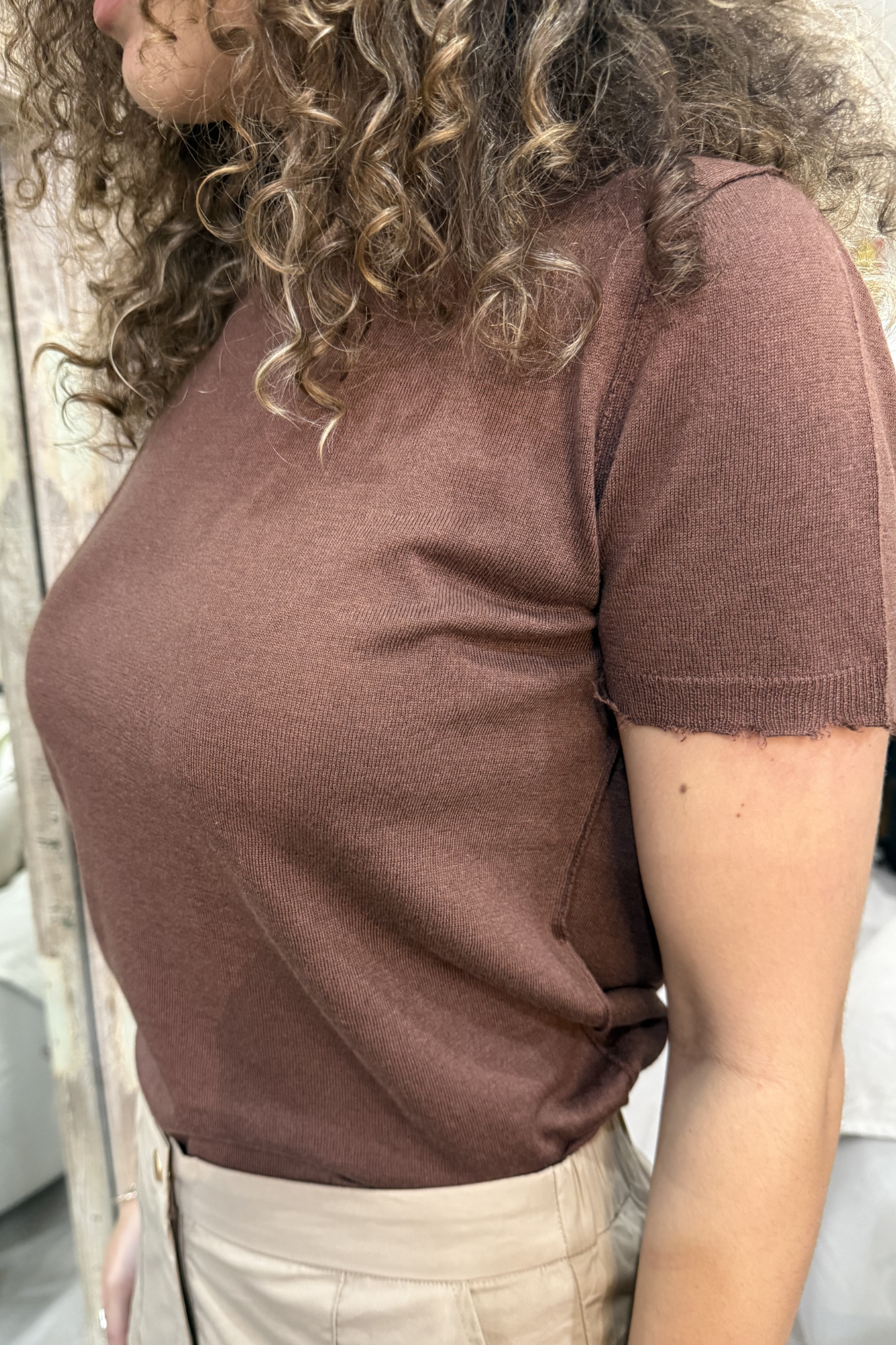 'Bridgette' Mongolian Short Sleeve - Cashmere Silk Knit