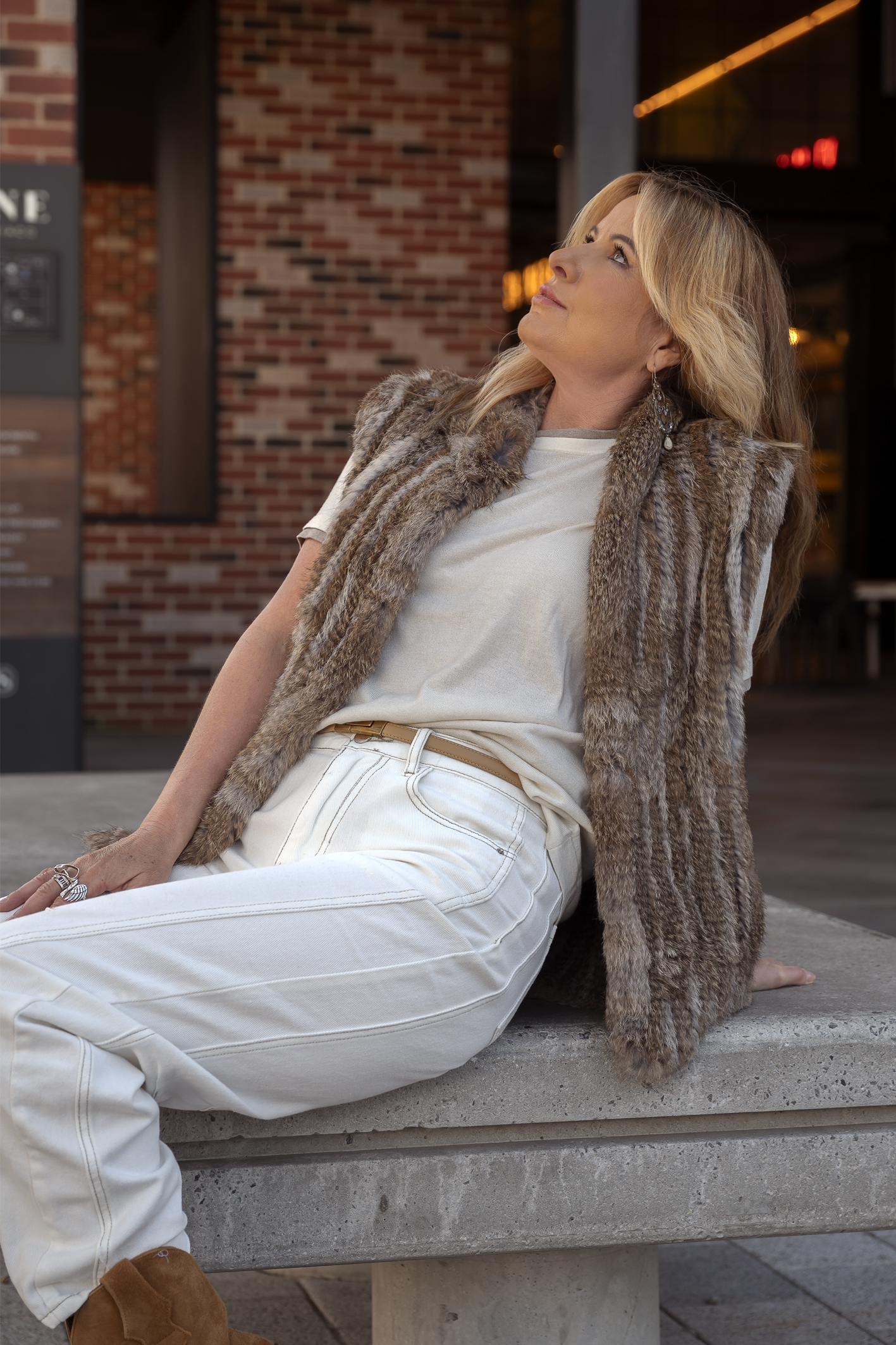 'Paris' Genuine Fur Vest - Hazelnut