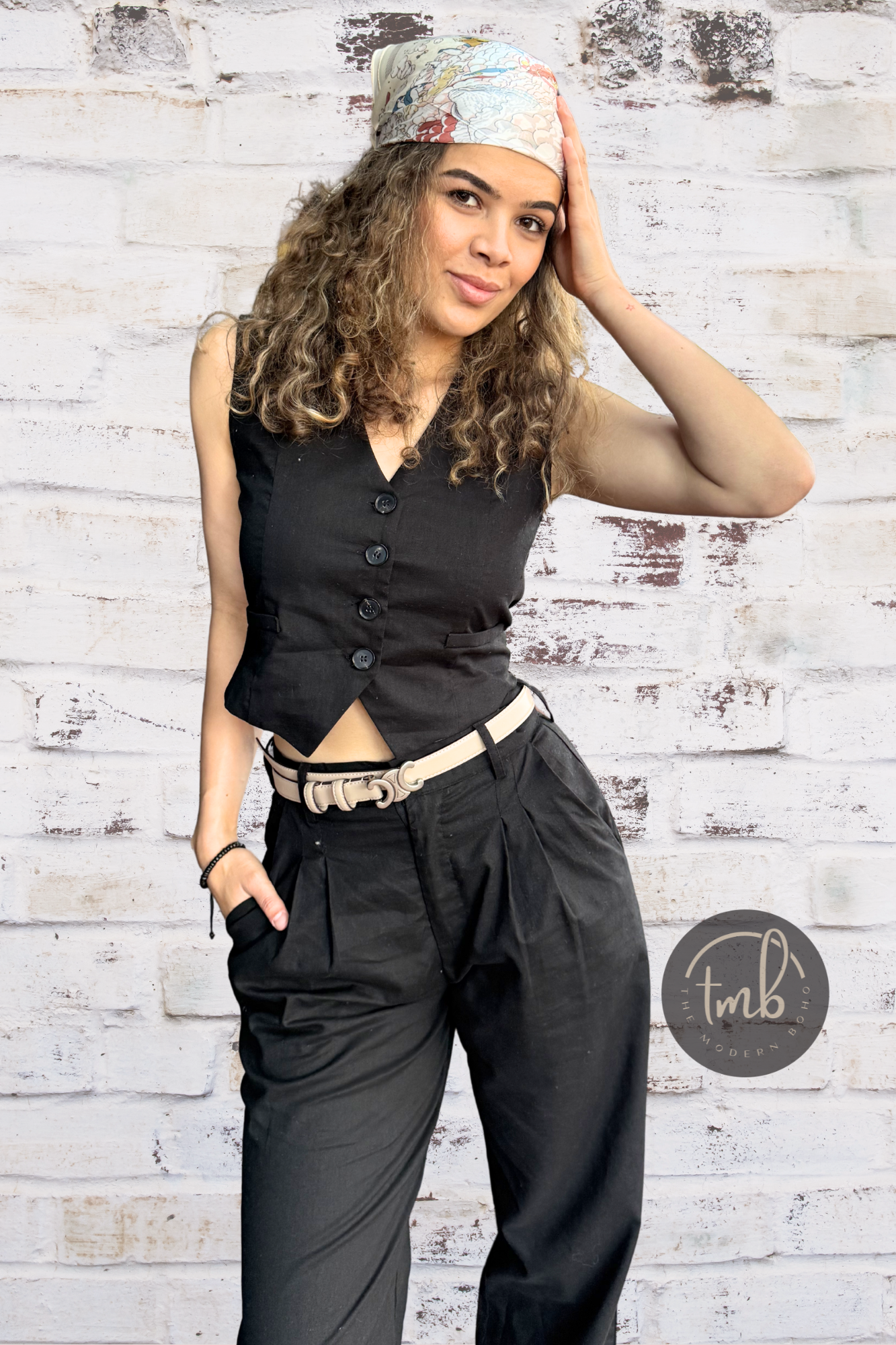 'Dixie' Linen Crop Vest