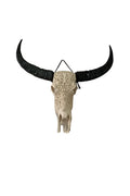 Resin Buffalo Skull - White with Black Horns - X-Large