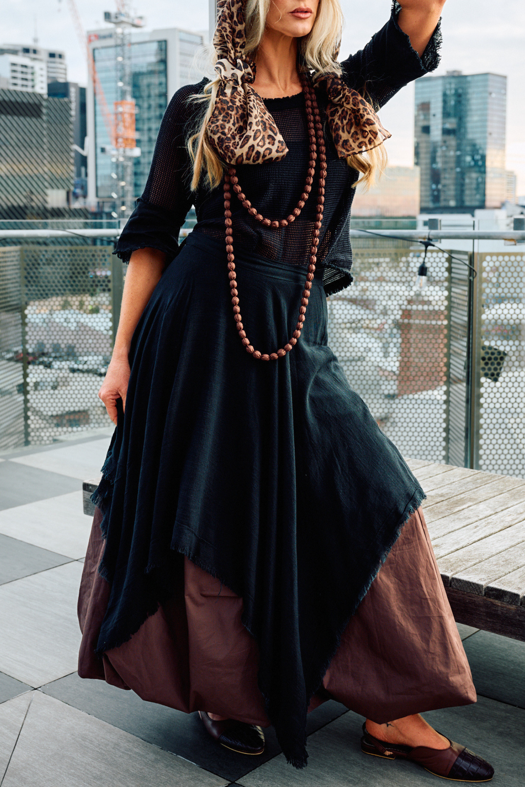 'Luminara' Linen Skirt - Black