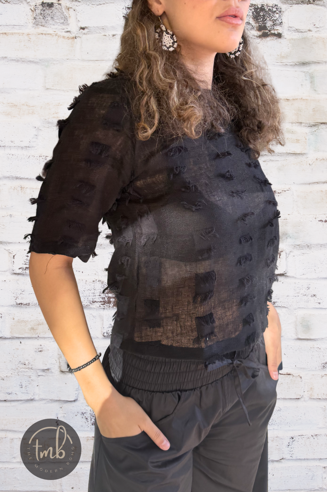 Lea 1/2 Sleeve Top Linen Top