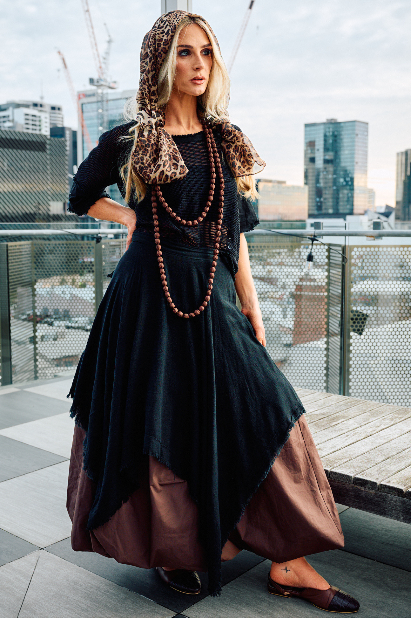 'Luminara' Linen Skirt - Black