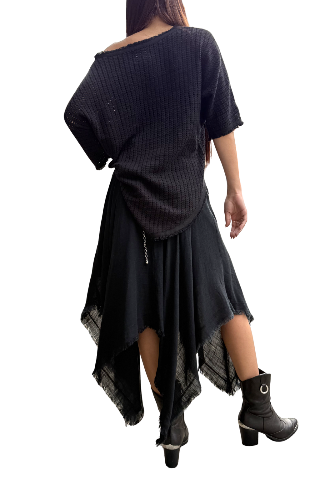 'Luminara' Linen Skirt - Black