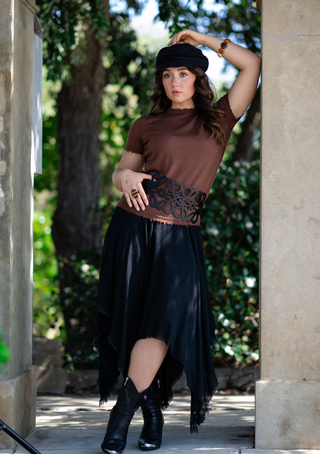'Luminara' Linen Skirt - Black