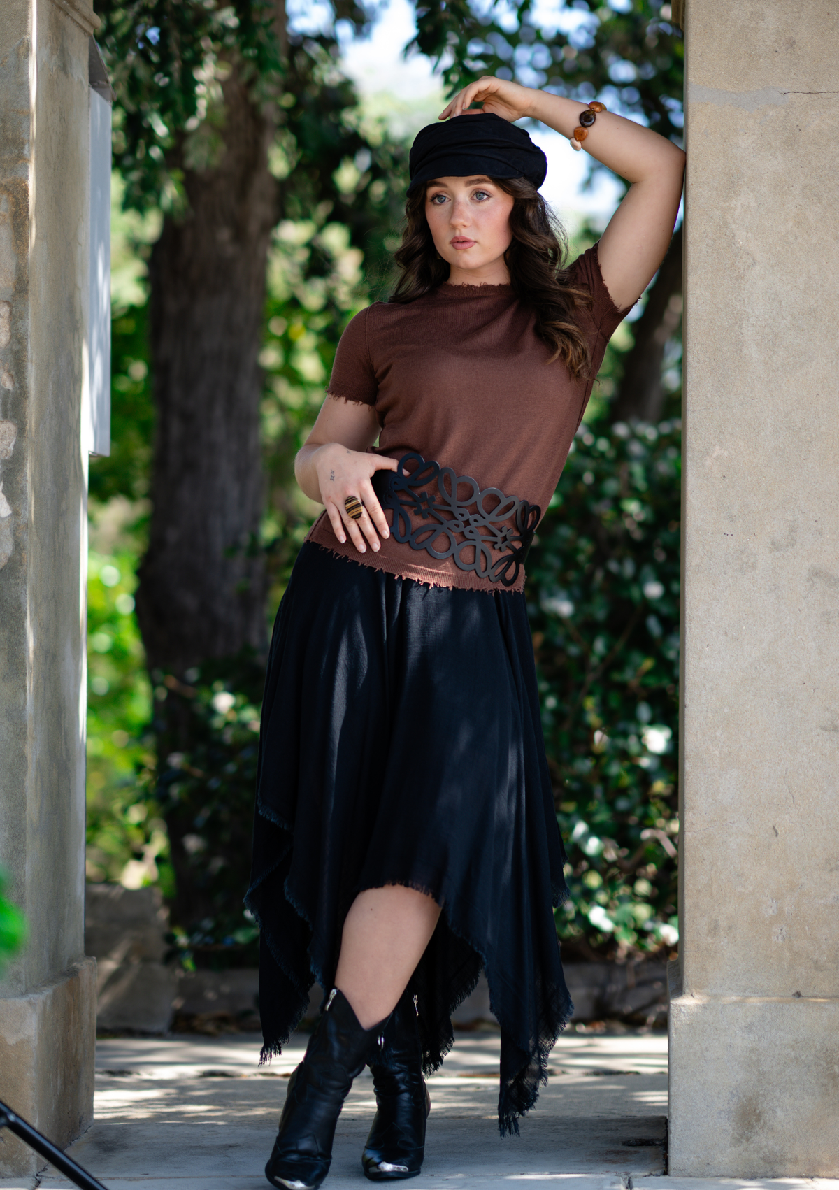 'Luminara' Linen Skirt - Black