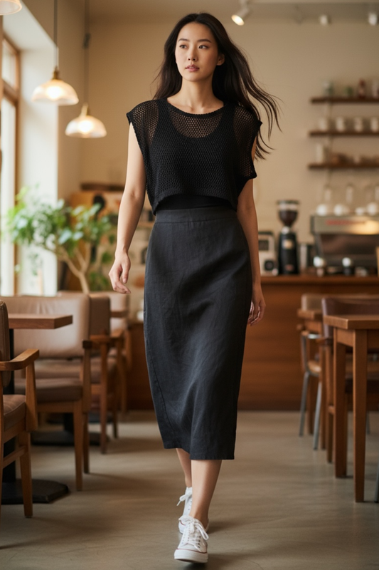 'Phoenix' Cotton Crop Top - Black