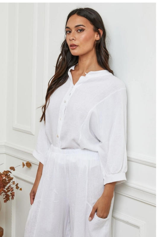 'Sasha' the Wanderer Linen Blouse - White