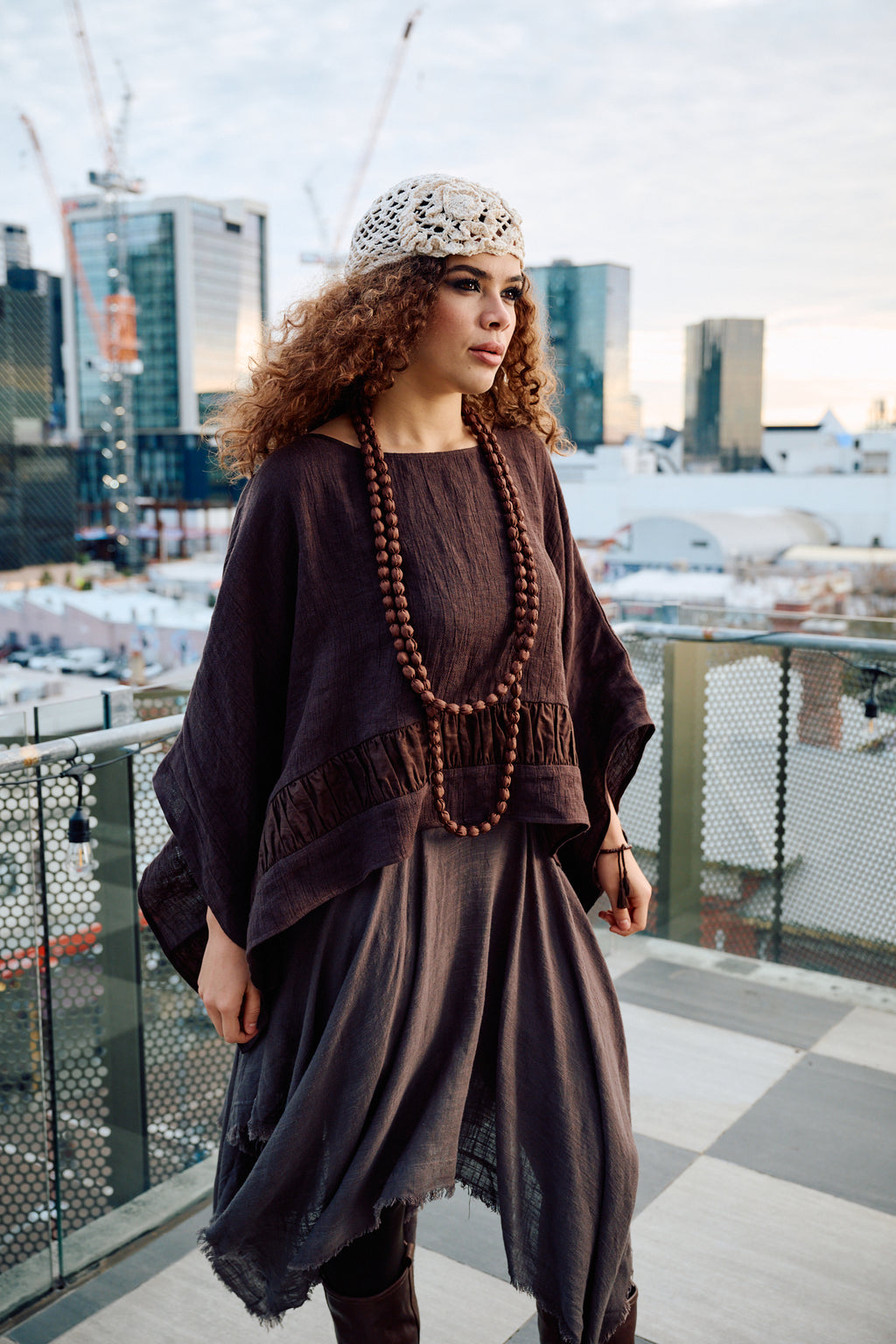 'Luminara' Linen Skirt - Mocha