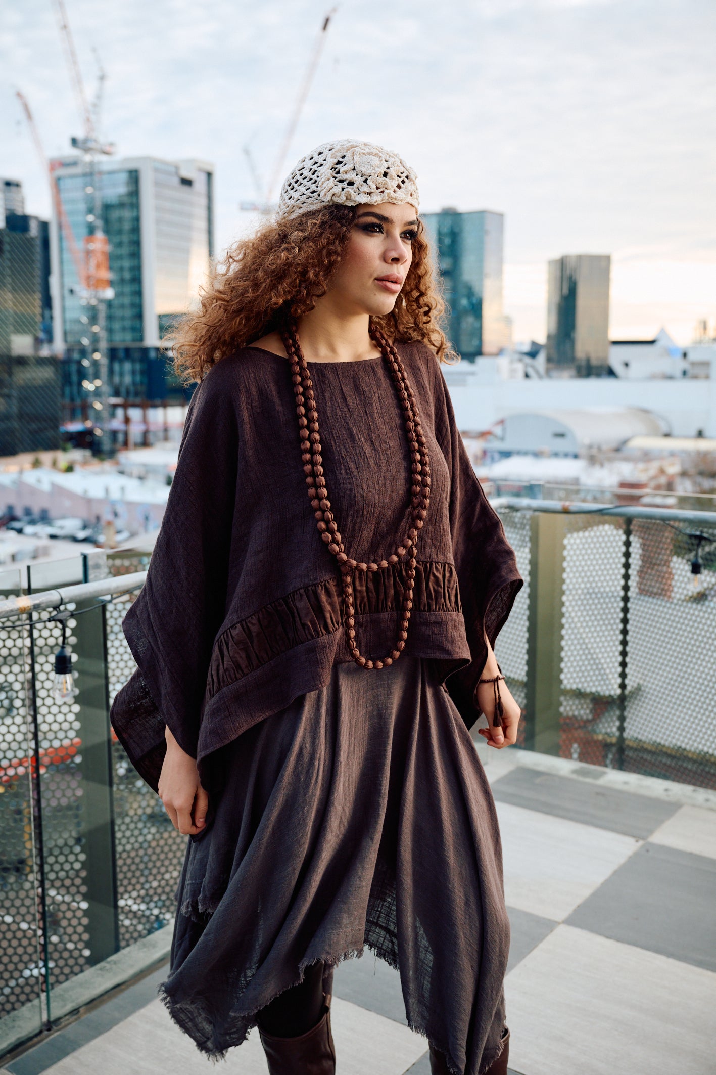 'Luminara' Linen Skirt - Mocha