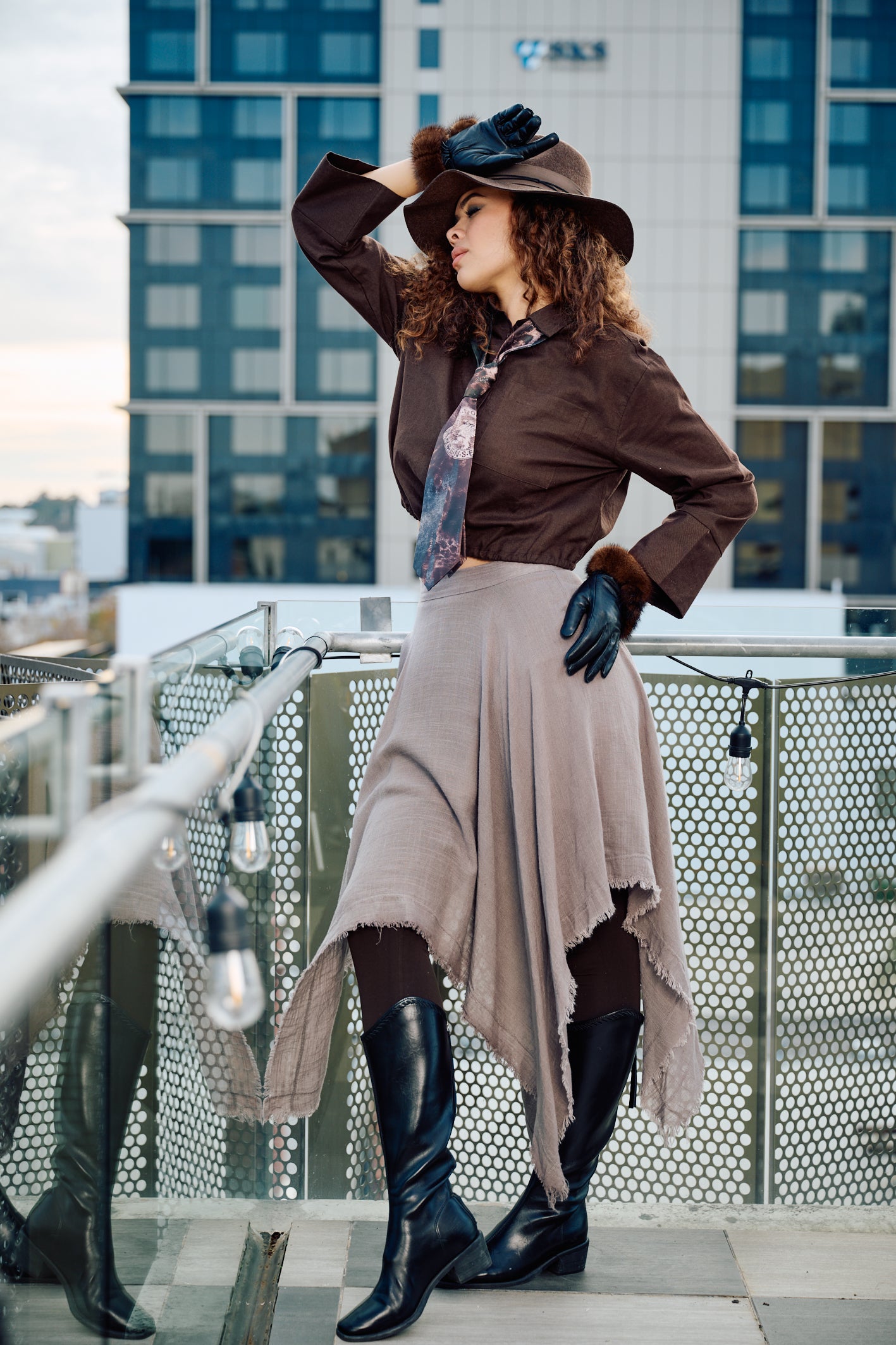'Luminara' Linen Skirt - Pebble
