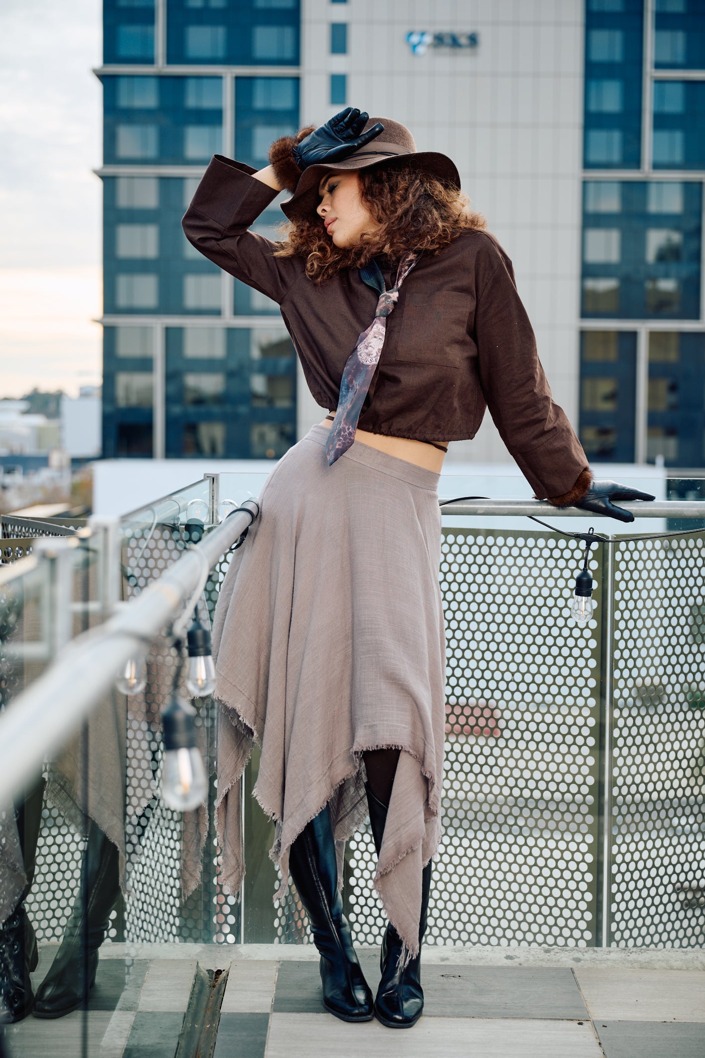 'Luminara' Linen Skirt - Pebble