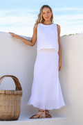 'Uma' Linen Skirt - Classic White