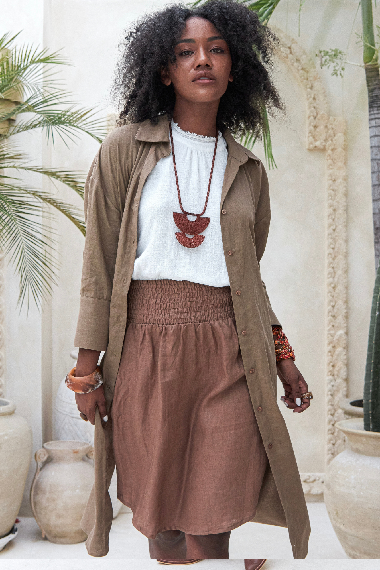 'Cancun' Midi Linen Skirt