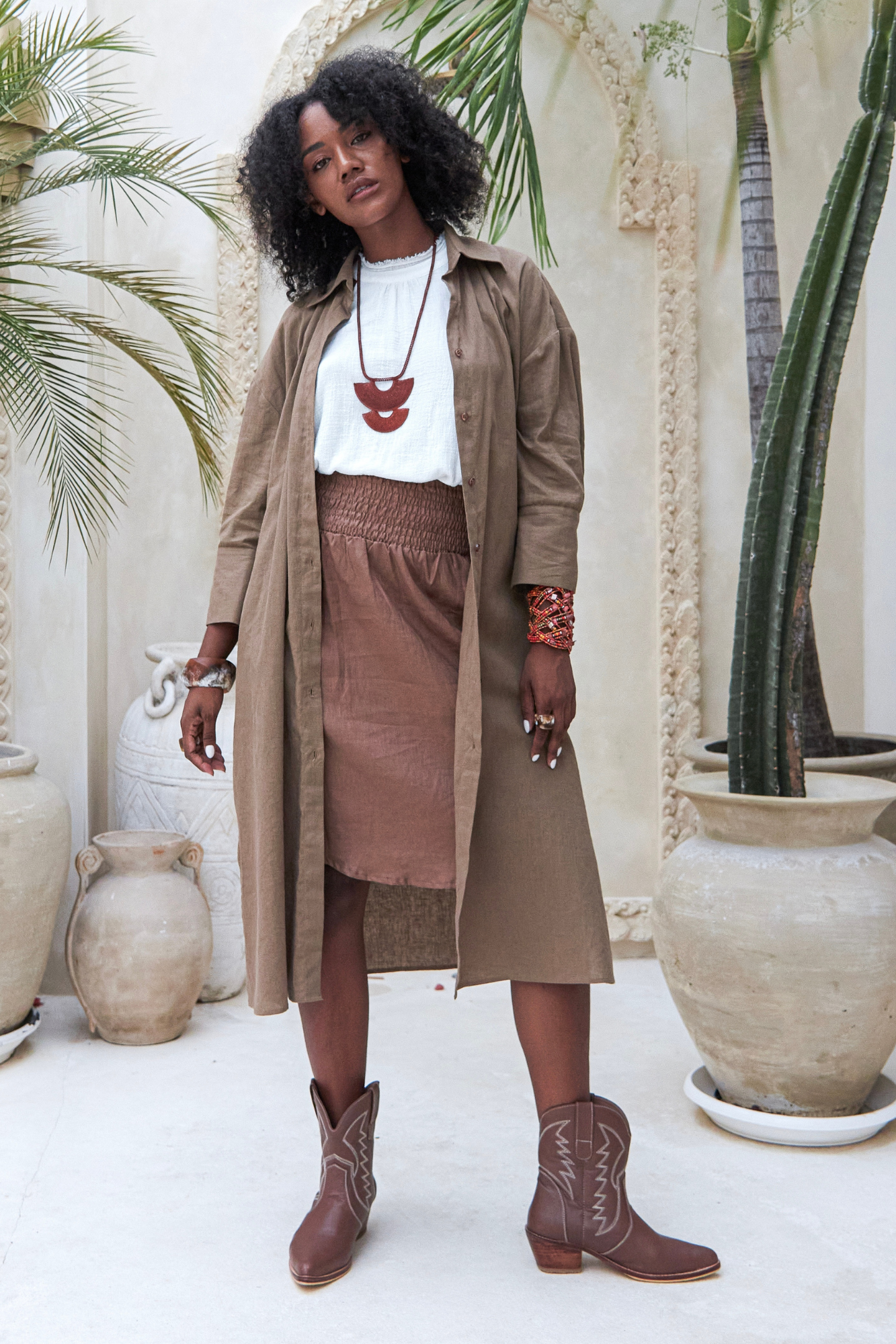 'Cancun' Midi Linen Skirt