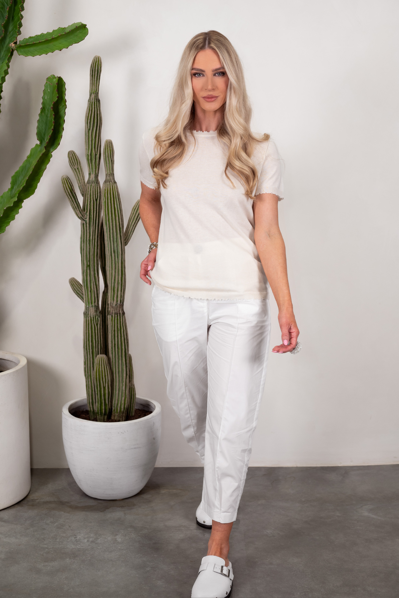 'Bridgette' Mongolian Short Sleeve - Cashmere Silk Knit