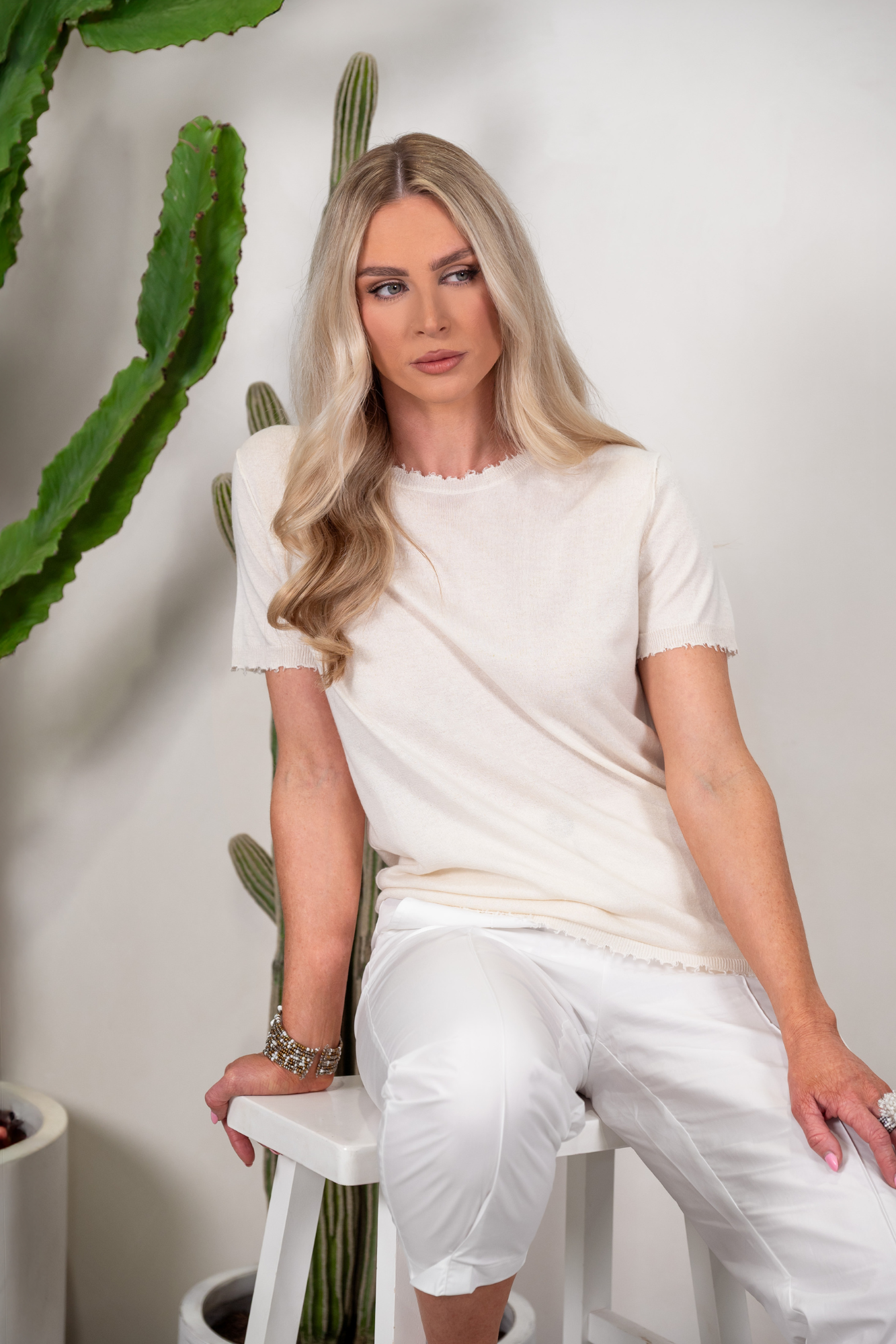 'Bridgette' Mongolian Short Sleeve - Cashmere Silk Knit