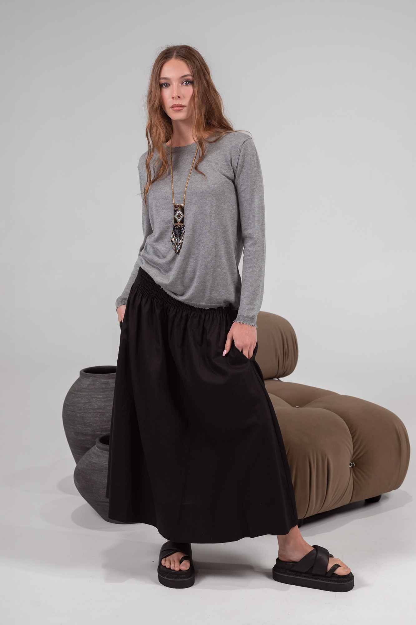 'Bridgette' Mongolian Cashmere Silk Knit - Grey, Black, Mocha, Lagoon
