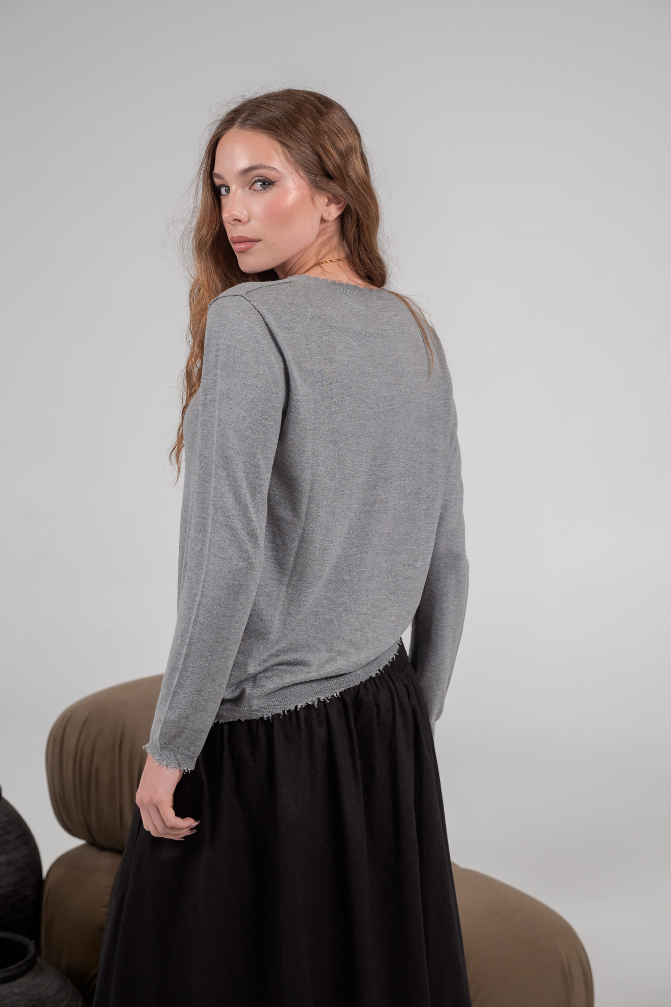 'Bridgette' Mongolian Cashmere Silk Knit - Grey, Black, Mocha, Lagoon