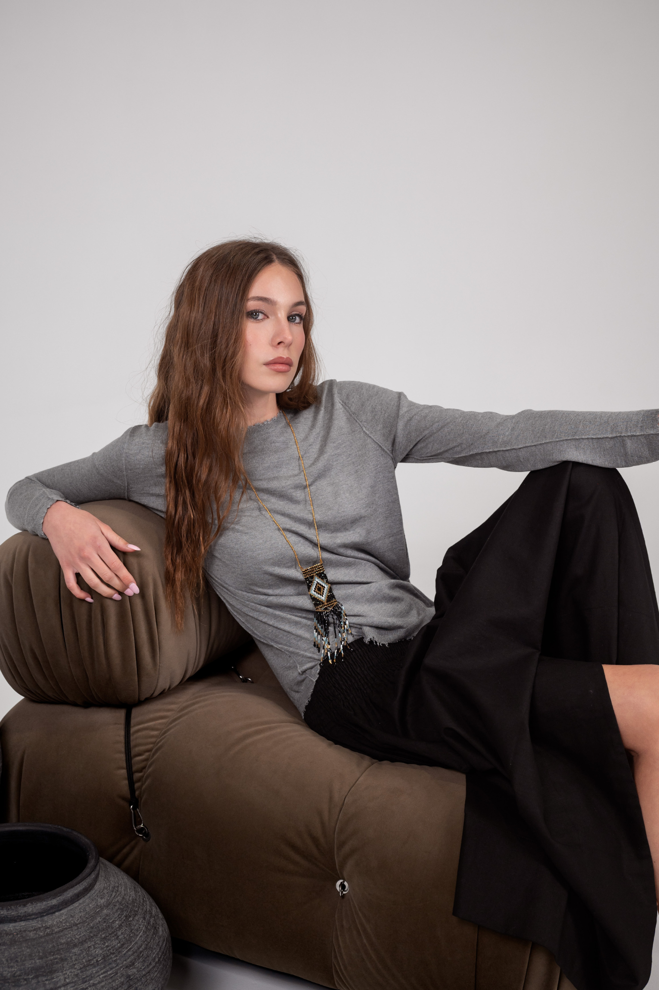 'Bridgette' Mongolian Cashmere Silk Knit - Grey, Black, Mocha, Lagoon