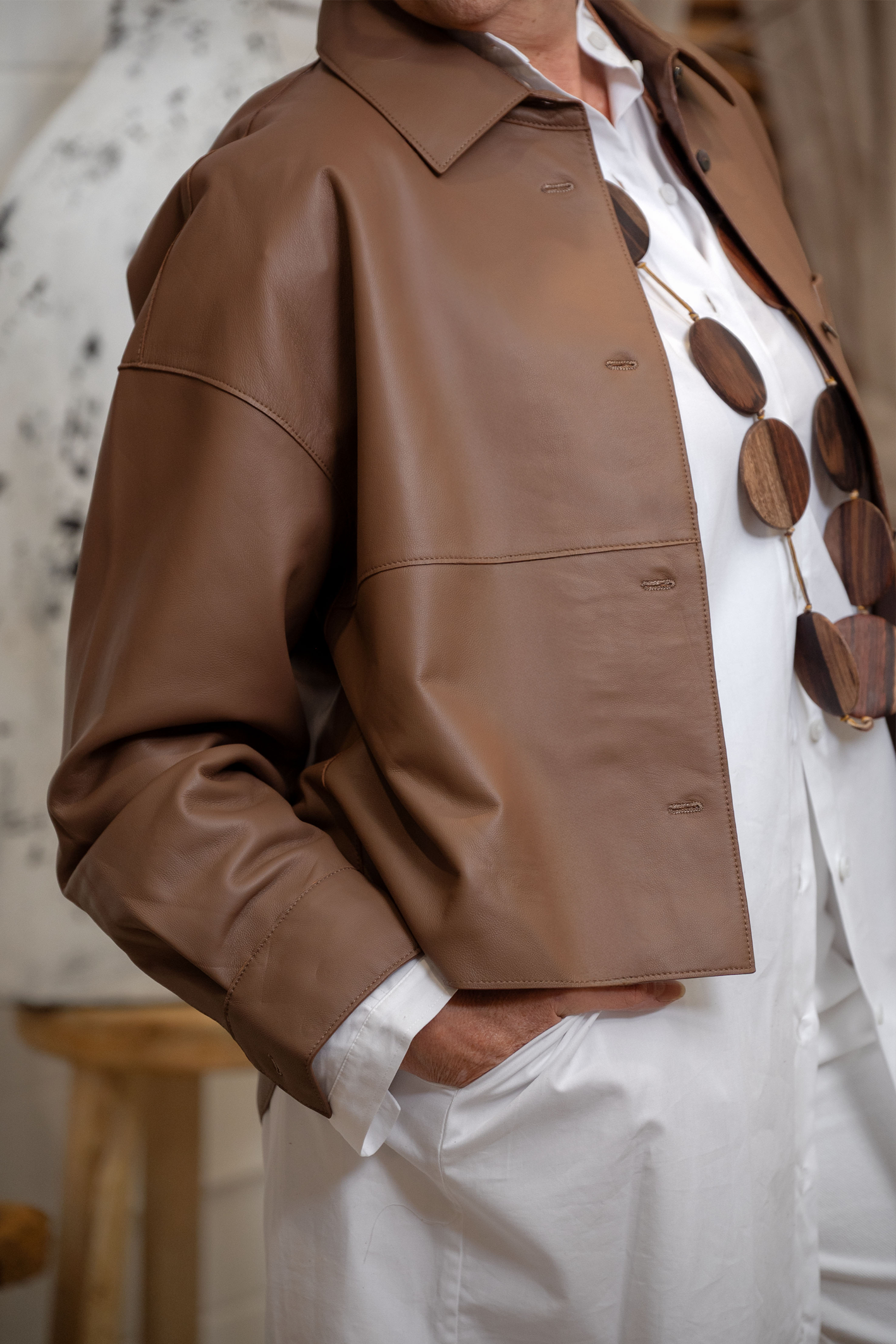 'Vin' Leather Jacket - Mocha