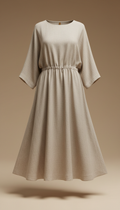 Linen Midi Dress With Flowy Drape