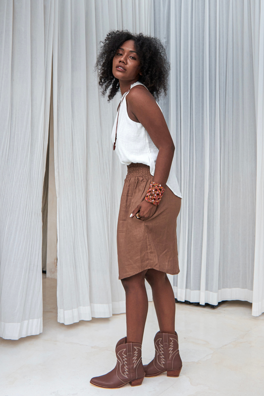 'Cancun' Midi Linen Skirt
