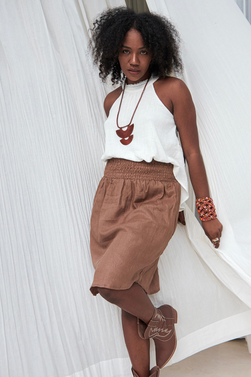 'Cancun' Midi Linen Skirt