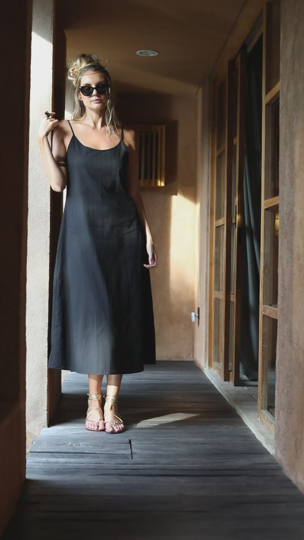 'Nahla' Cotton Dress - Black