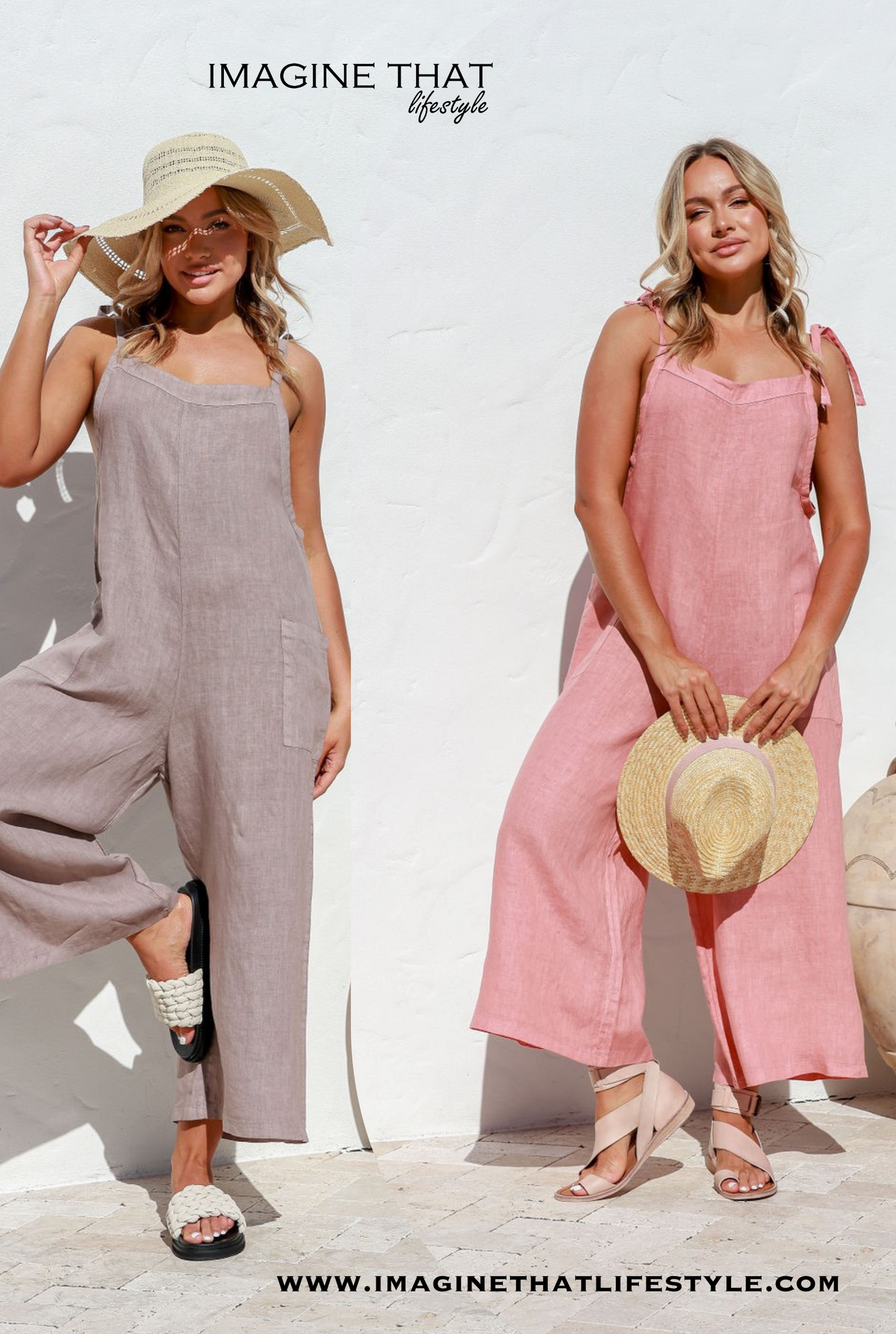 'Gelsa' Linen Jumpsuit - White In Stock