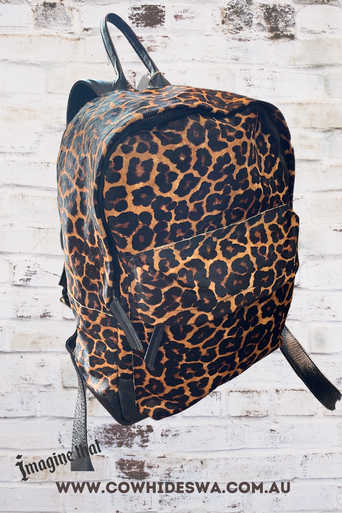 'Zoe' Leopard Print Cowhide Backpack