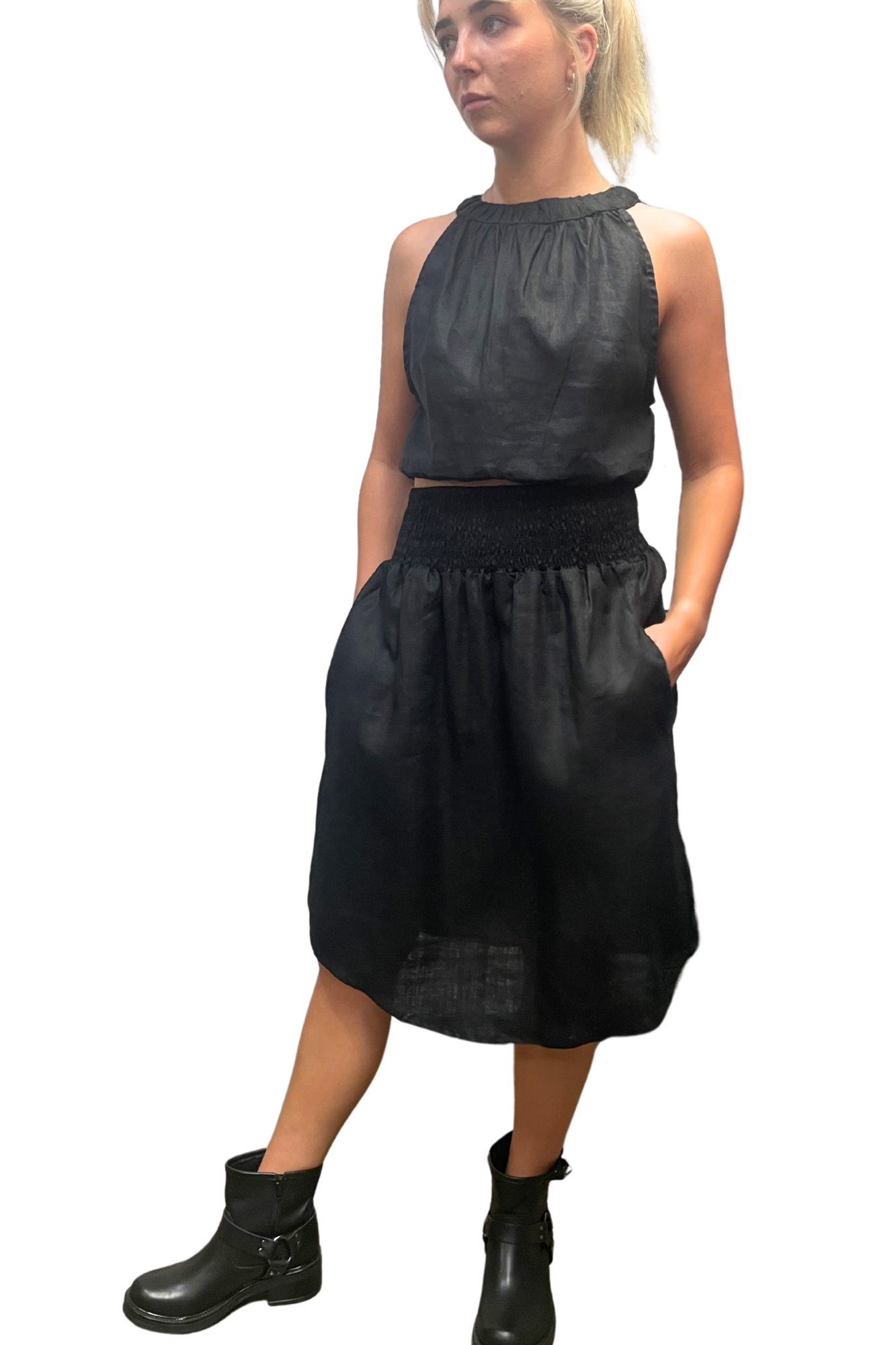 'Cancun' Midi Linen Skirt
