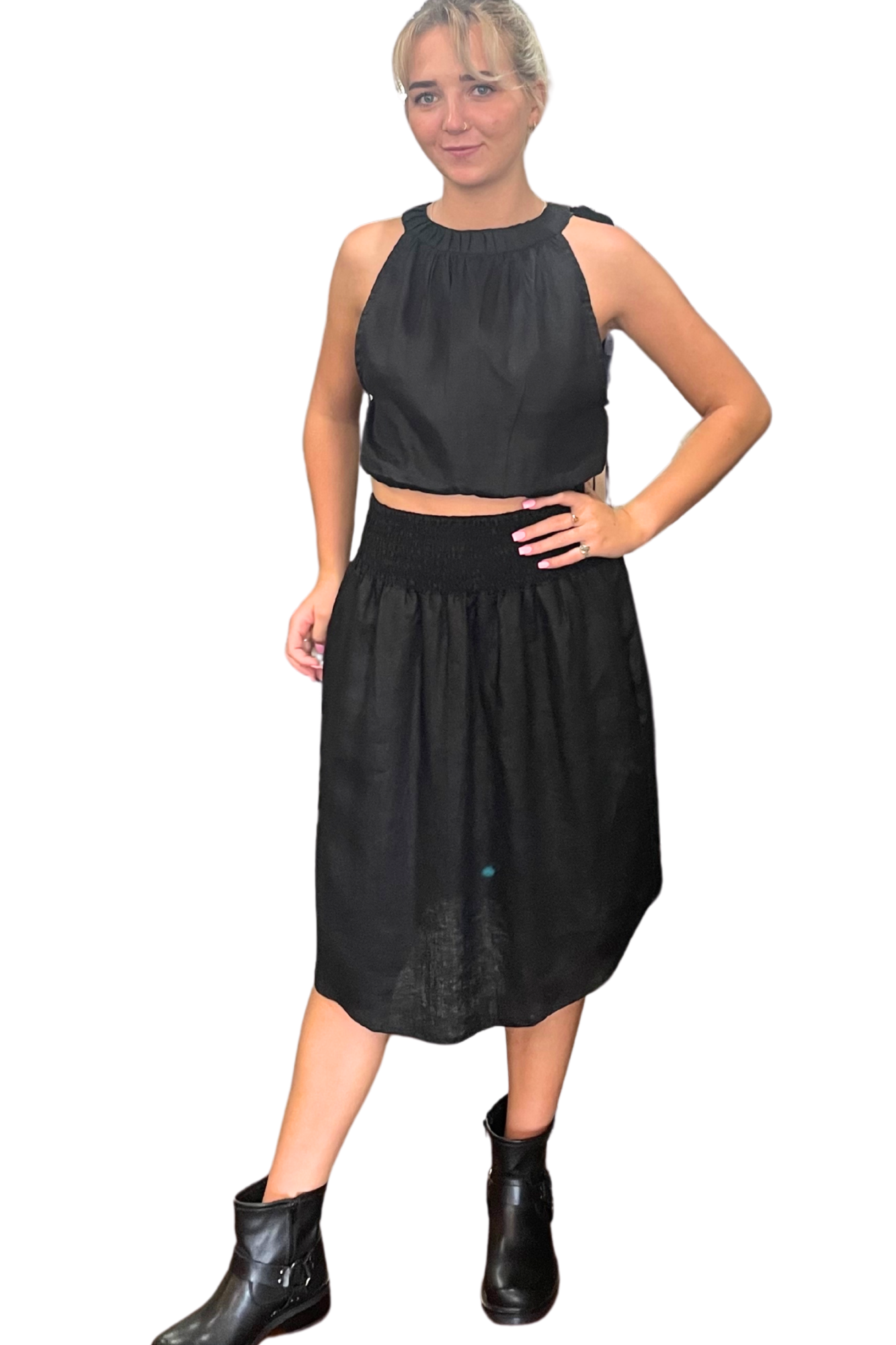 'Cancun' Midi Linen Skirt